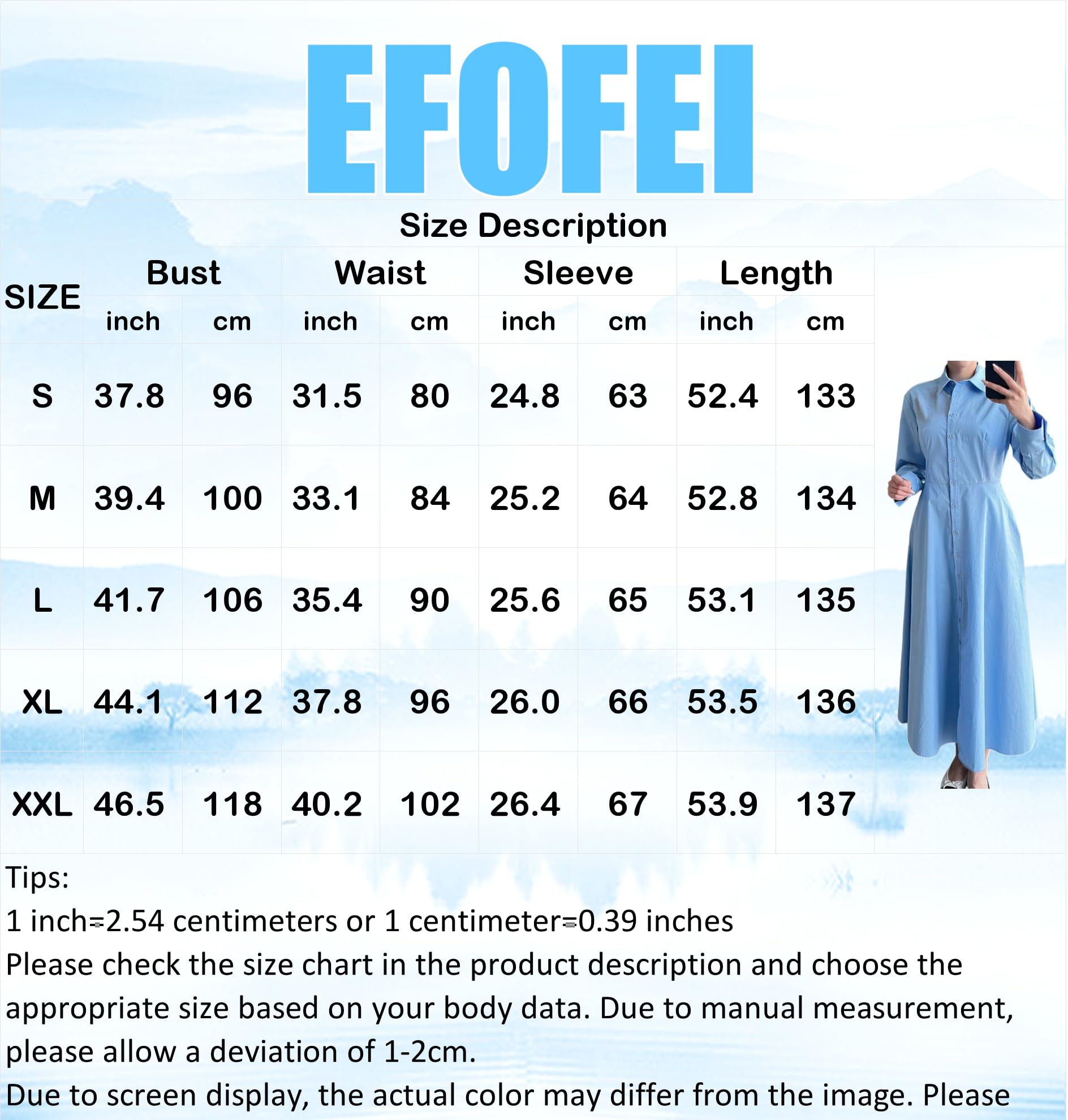 Donna Camicia Classica Vestito Maniche Lunghe Maxi