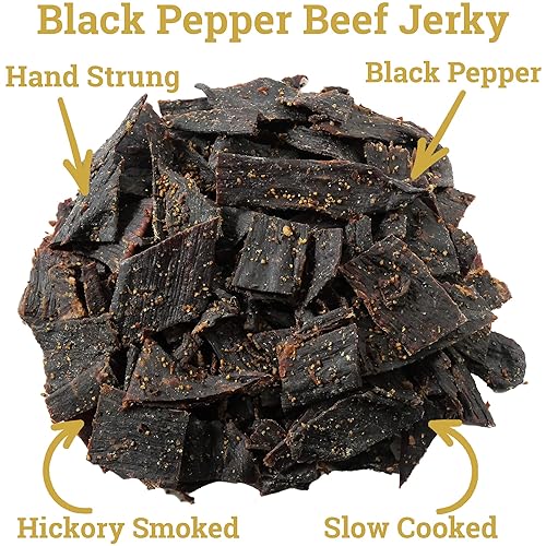 Miniatura 3 de Lone Star Black Pepper Beef Jerky - Bolsa resellable de 1 libra - Sabor artesanal ahumado de nogal - Bocadillo de carne saludable con alto contenido