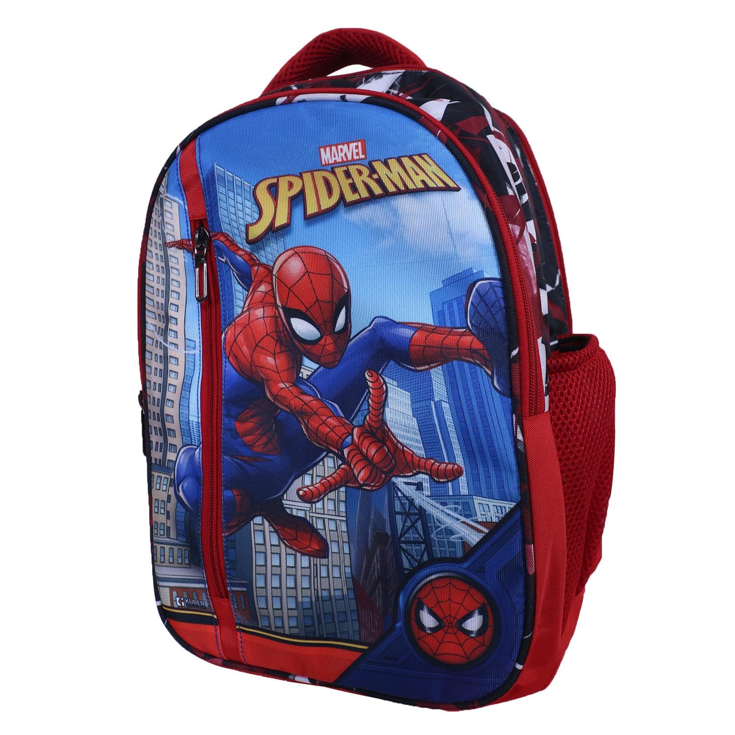 Kuber Industries Torba szkolna dla dziewczynek, chłopców | Marvel Spidermen Print Kids Tornister | 4 przegródki z trwałym zamkiem błyskawicznym (czarny)