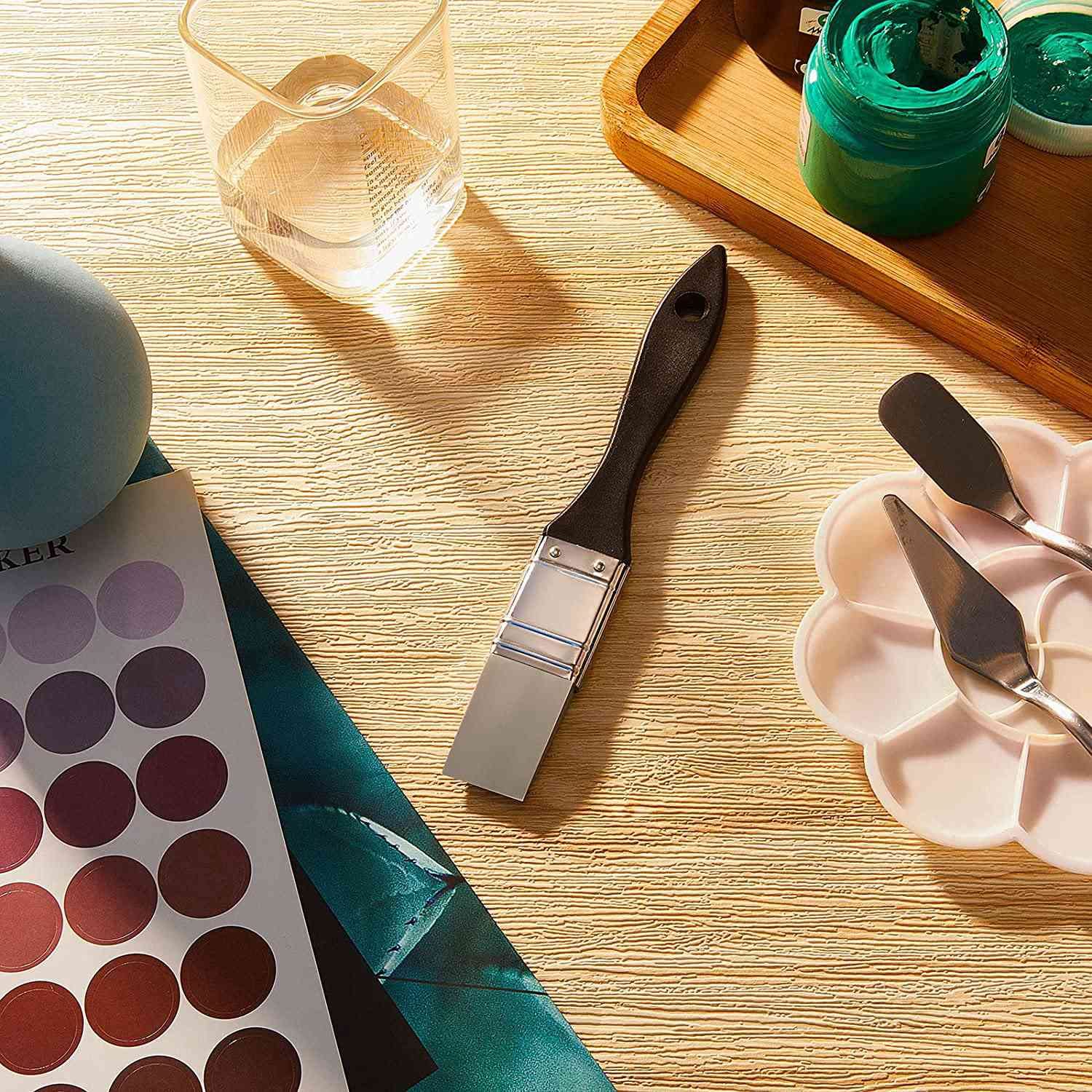 Silicon Color Shaper Pincel ancho de silicona sólida cepillo flexible acrílico y a base de agua, 1 pulgada