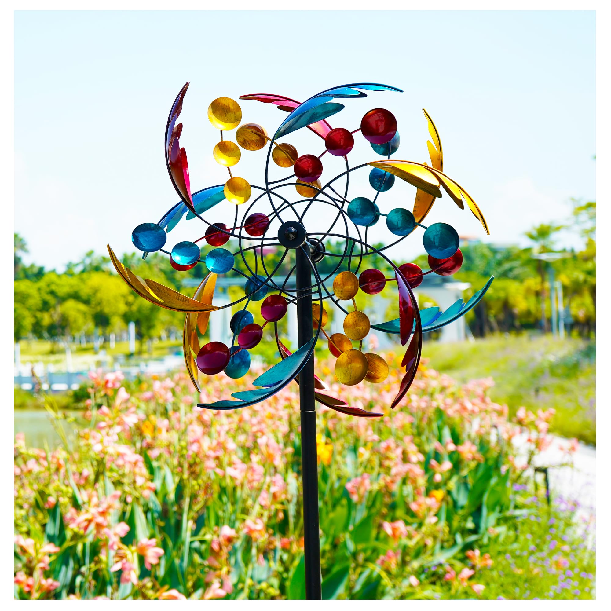 Wind Spinners for Yard Garden - Outdoor Metal Large Wind Sculptures & Spinners Decor, Kinetic Yard Art Decor for Lawn Patio Outside (23" Dia x 84" Height)
