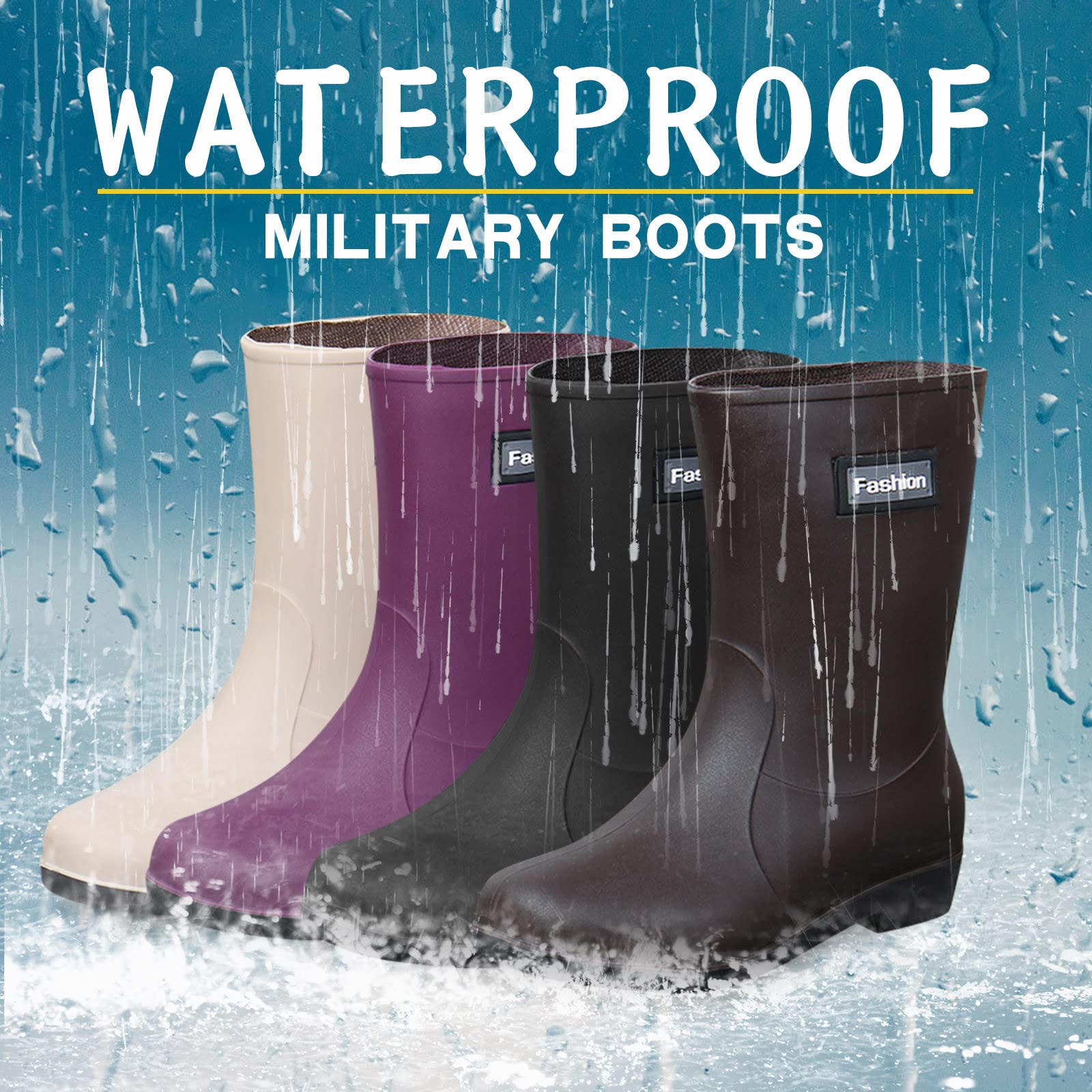 Botas de goma para mujer, impermeables, botas de lluvia, botas de lluvia, botas de goma antideslizantes, botas de jardín, medias botas de tobillo, botines para exteriores, botas de goma, tallas 37-40