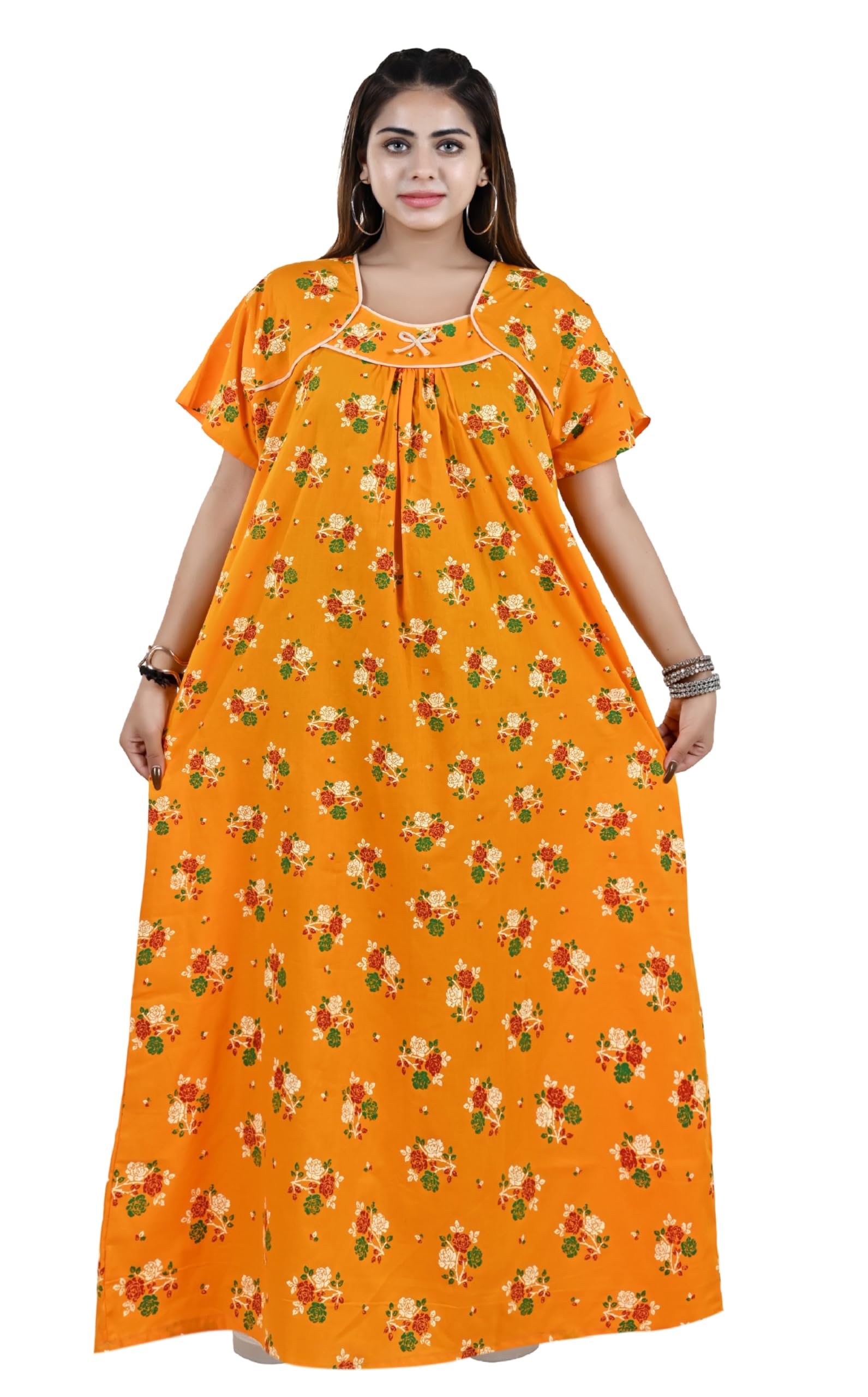 bejod's collection Women Cotton Night Gown | Pure Cotton Printed Night Gown for Women | Plus Size Maxi Cotton Nighty for Women XL-3XL Free Size-picture-47