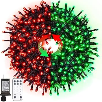 JMEXSUSS 66ft 200 LED Color Changing Christmas Lights, Red & Green