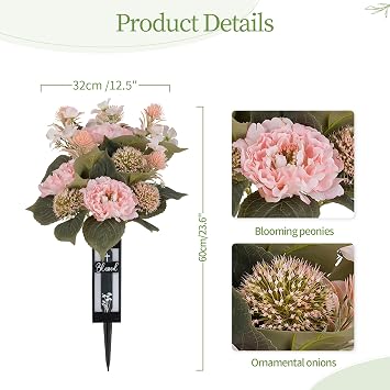 Artificial Flowers for Cemetery Decorations: with Vases, 2 Pcs