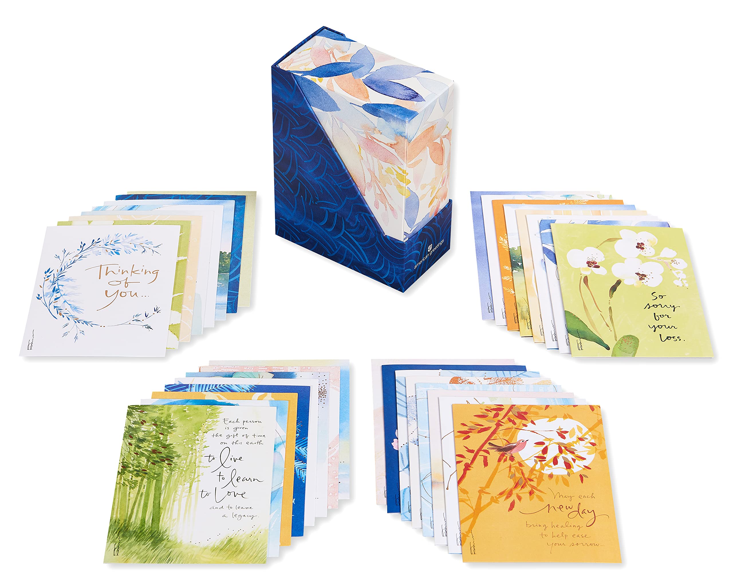 American Greetings Deluxe Sympathy, Thinking of You Cards with Envelopes, Kathy Davis Designs (32-Count), 4.375 x 5.9375 inches - Image 3