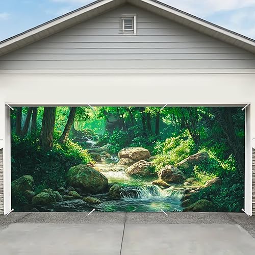 Nuxovilar Garage Door Cover Polyester 157.48x70.86 Inches - Door Cover for Misty