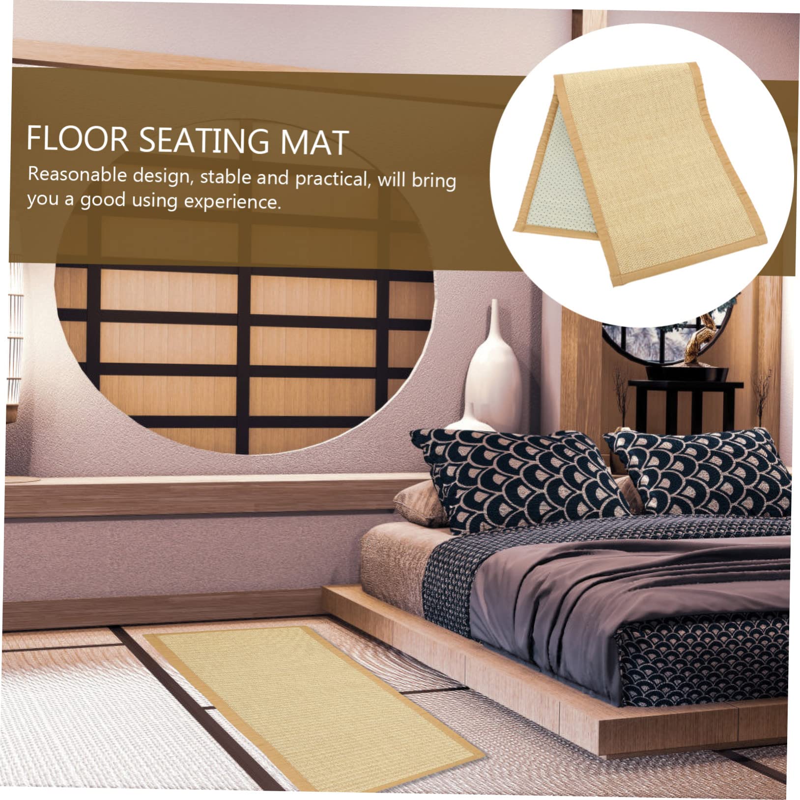 Tappetino Tatami giapponese 50 x 150 cm, tappetino da meditazione intrecciato, cuscino da pavimento traspirante for yoga, relax, lettura, sala da tè, soggiorno e decorazioni for la casa