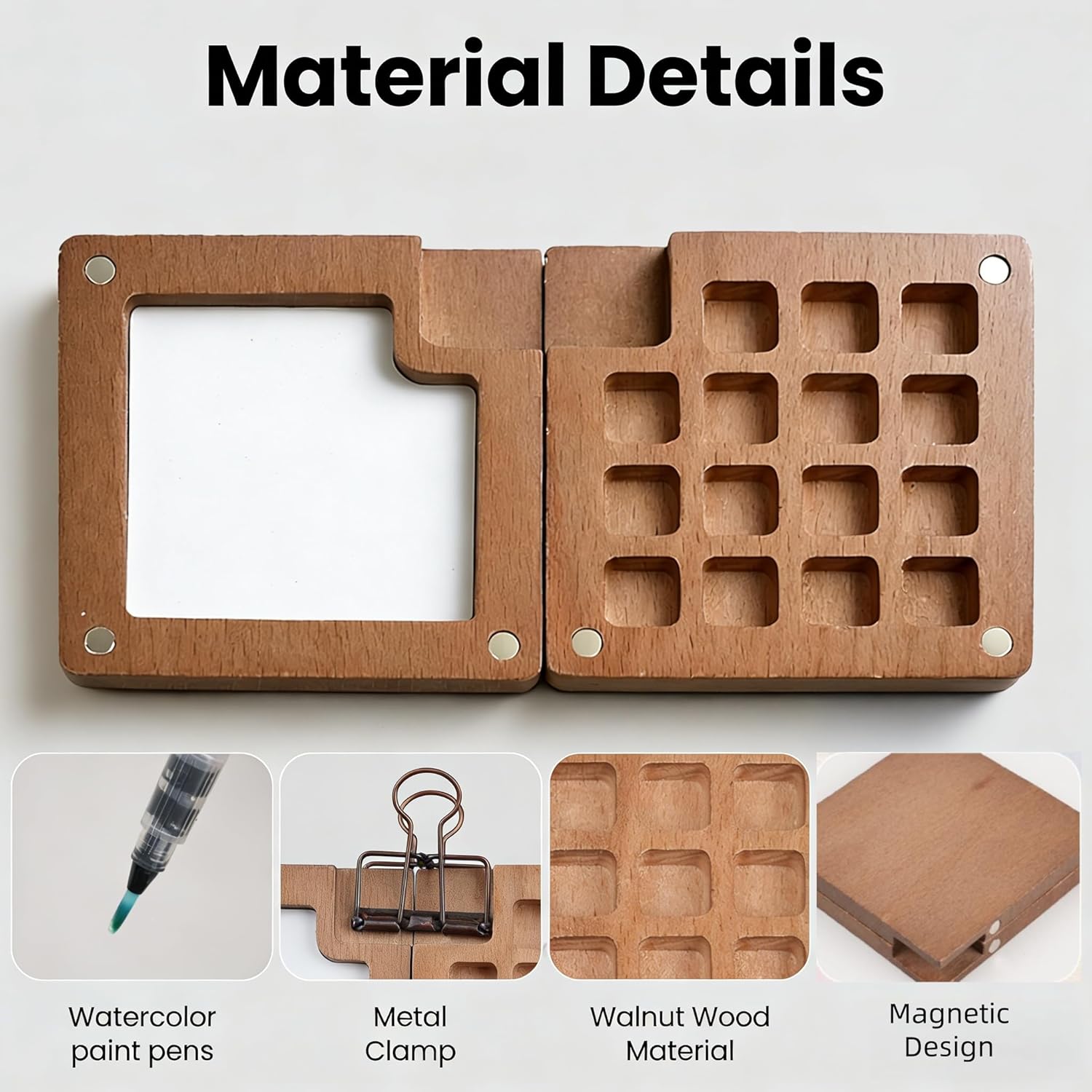 Watercolor Paint Set, Mini Watercolor Travel Set with 24 Colors, Portable Wooden Foldable Paint Palette with Brush, Sketchbook & Clip for Adults, Beginners, Students - Image 4