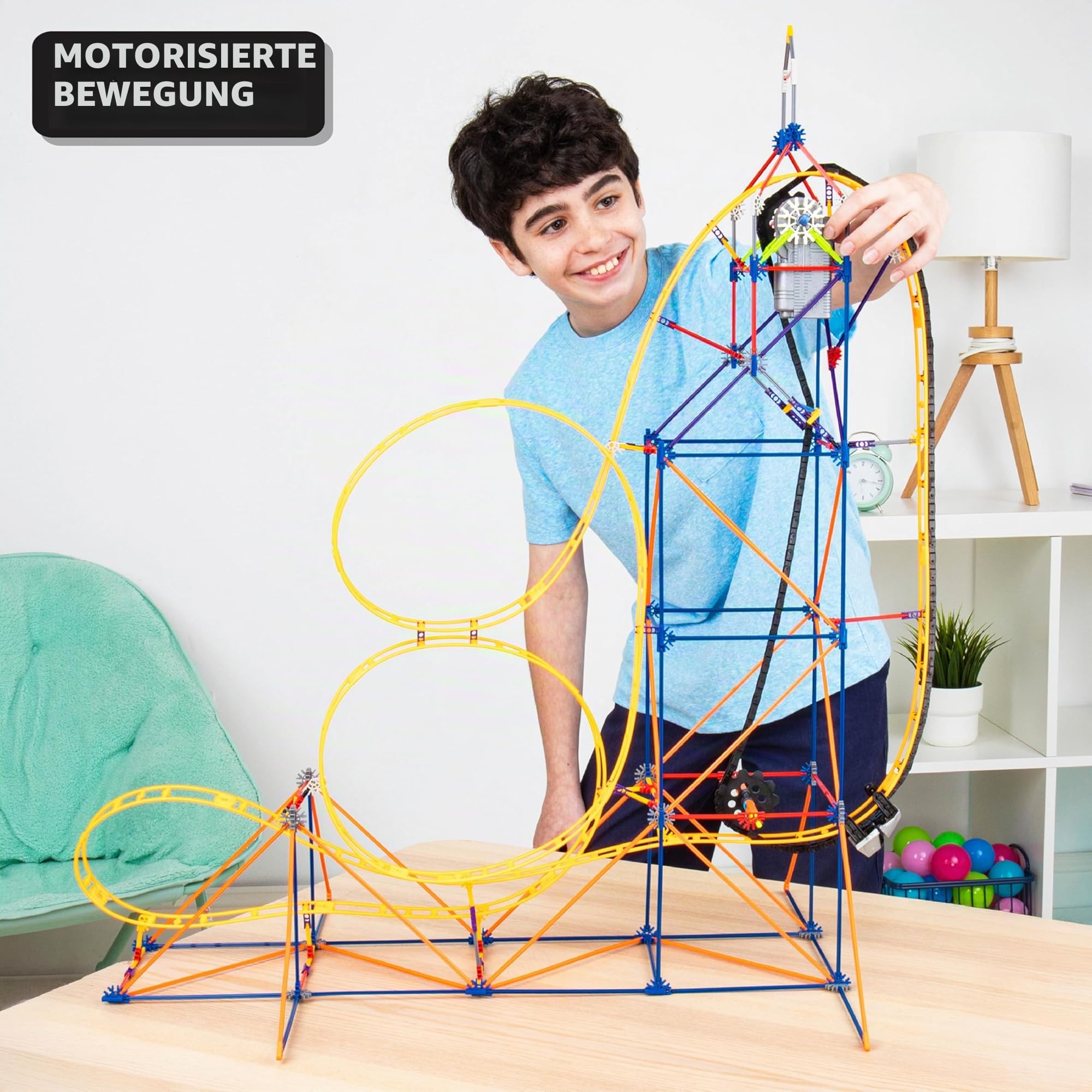 K'NEX 80216 Amazin' 8 Achterbahn-Baukasten, buntes Konstruktionsspielzeug für Jungen und Mädchen, Achterbahnspielzeug für Kinder, 448-teiliger Baukasten ab 7 Jahren