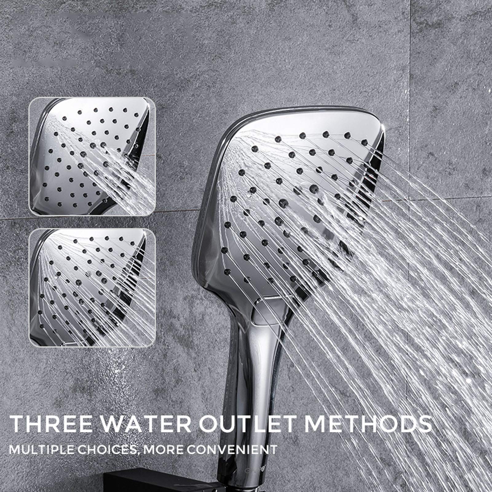Grifo de bañera con Ducha de Mano, Grifo de bañera de Acero Inoxidable de 3 Orificios, Grifo de bañera Monomando de Montaje en Cubierta, Grifo Mezclador de Ducha de baño,