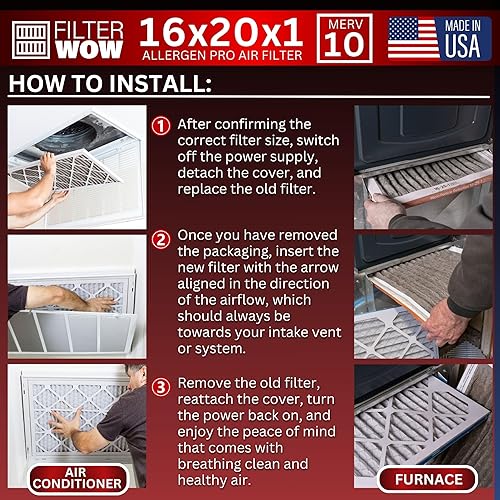 Miniatura 6 de Filtro de aire Allergen Pro plisado electrostático MERV 10 HVAC para horno (1 paquete, 16 x 20 x 1)