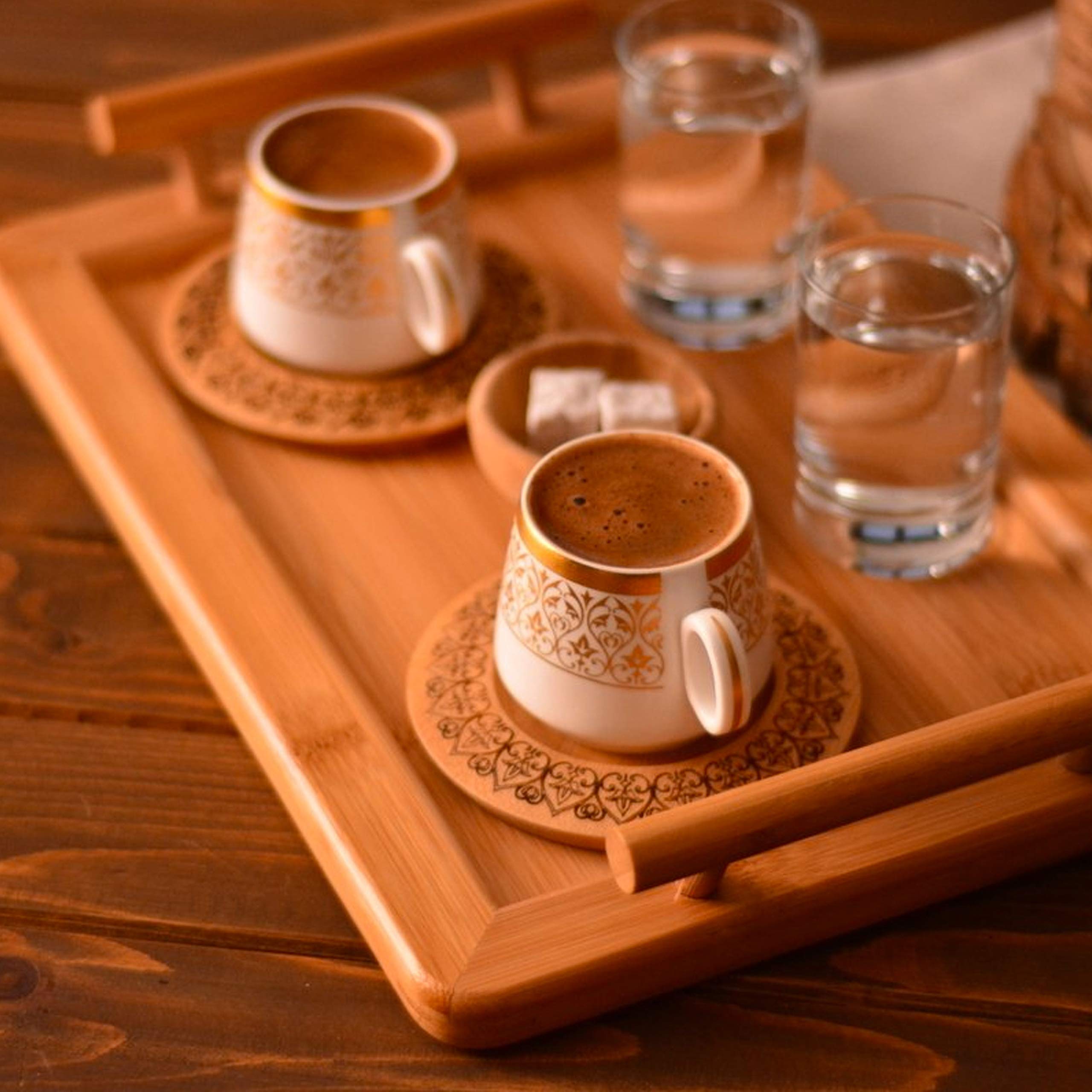 Buy Turkish Coffee Cup 2 Cups 2 Saucers Porcelain & Bamboo