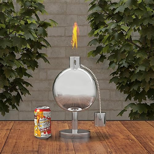 Antorcha de mesa Antorcha de acero inoxidable recargable de 10 pulgadas de alto para exteriores Antorchas de mesa para patio exterior o terraza