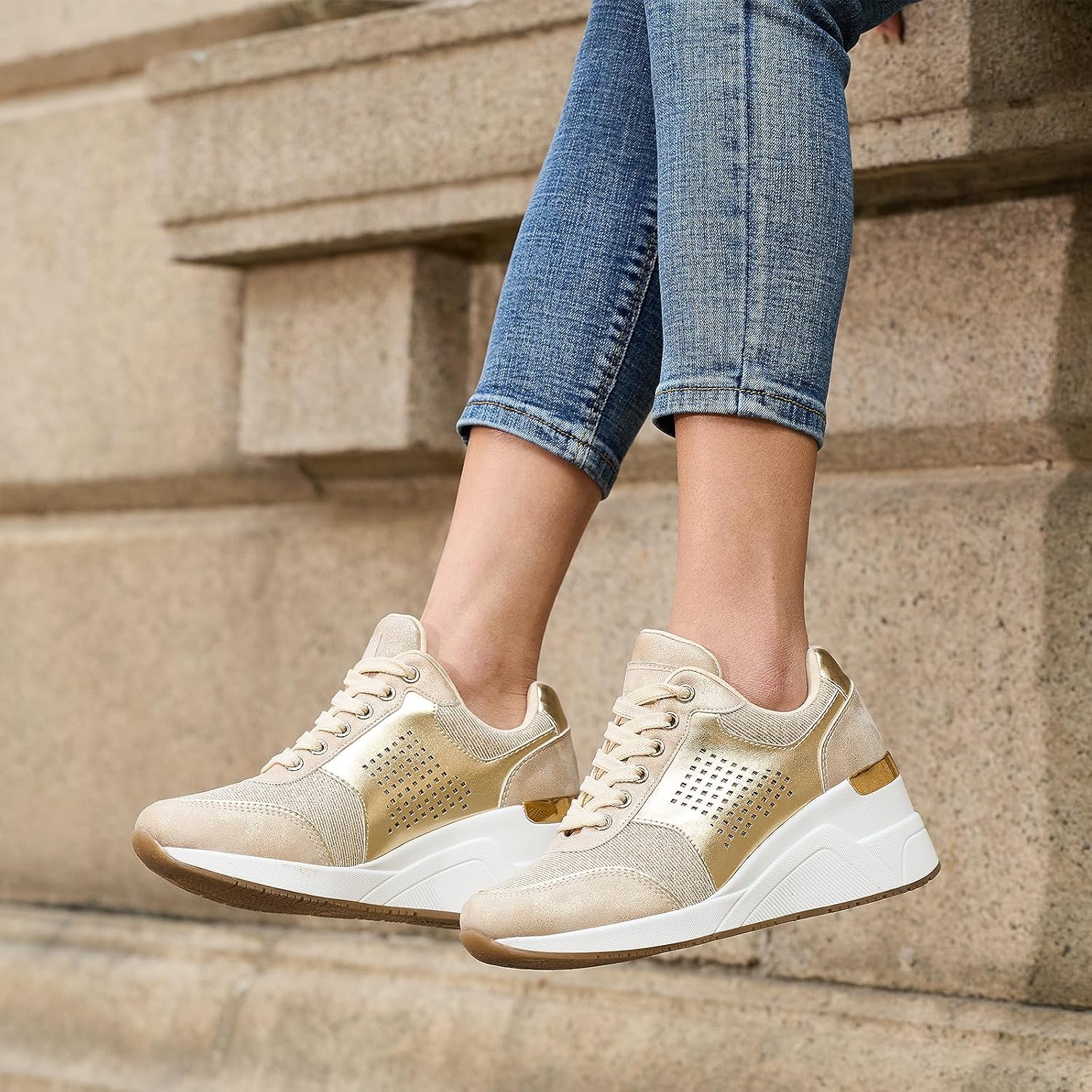 Cestfini Wedge Sneakers for Women - Wedge Tennis Shoes Non-Slip Women Fashion Sneakers - Image 8