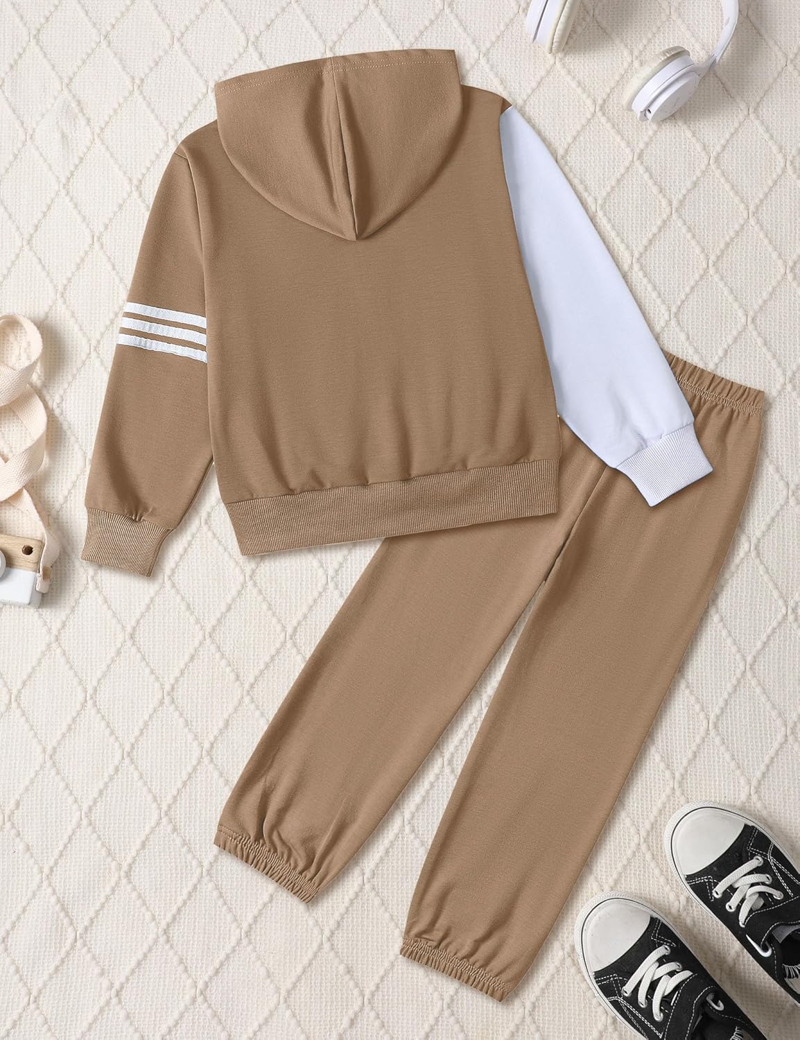 Boy's Pants Set - 2 Piece Fall Outfits ColorBlock Long Sleeve Zipper Hooded and Active Pants 6-16 Years - Image 6