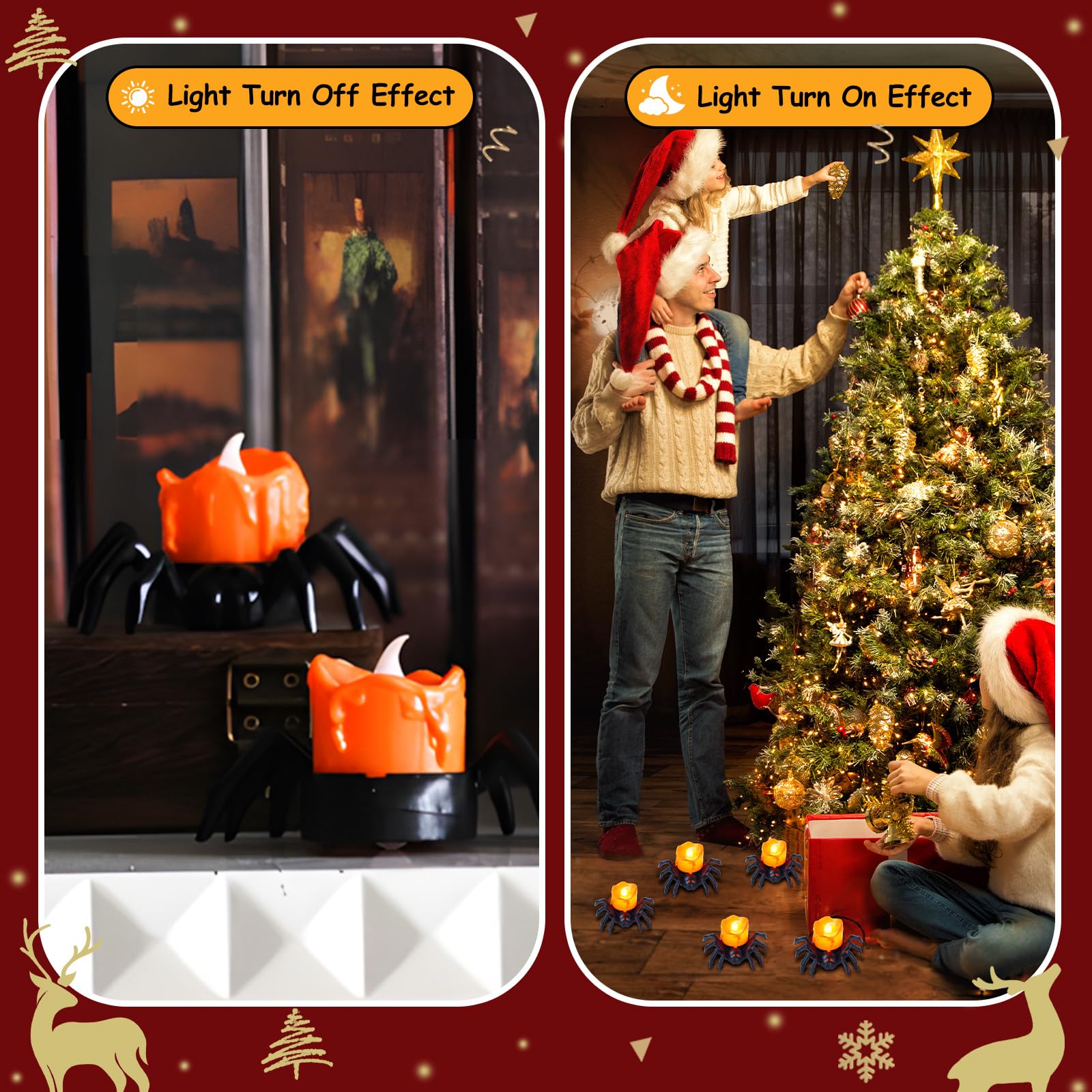 Candele Senza Fiamma Sicure Candele LED A Forma Di Ragno Per Halloween 12 Pezzi Con Effetto Spettrale E 1192236
