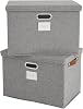Storage Boxes with Lids 2PCS Foldable Fabric Storage Boxes Large Stackable Storage Baskets for Shelves Storage Box for Clothes Wardrobe Grey Collapsible Decorative Storage Bins 43x30x30cm