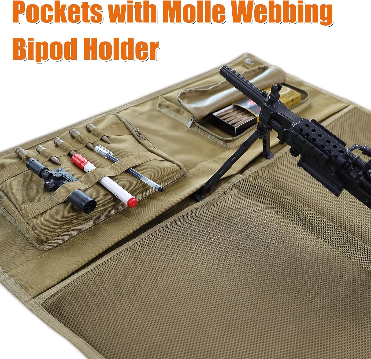 Shooting Mat, Extra Large Portable Shooting Mats Prone Padded, Tactical Non-Slip Waterproof Roll Up Shooting Mat with Pockets, Bipod Holder, Molles for Range Shooting Rifle Hunting