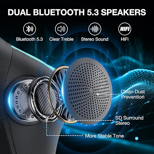 Miniatura 3 de HOFFREE Silla de juegos con altavoces Bluetooth, silla de juegos de masaje con reposapiés, silla de computadora de tela, sillas ergonómicas para