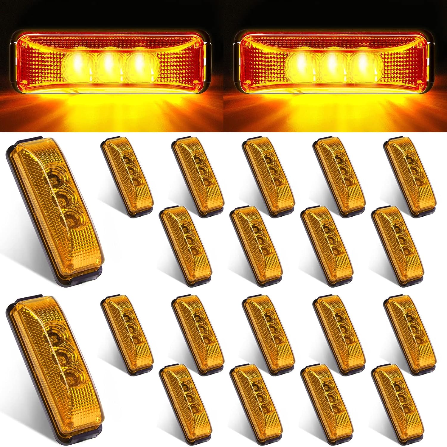 Yahenda 20 Pieces 3.9 Inch 3 LED Trailer Marker Lights