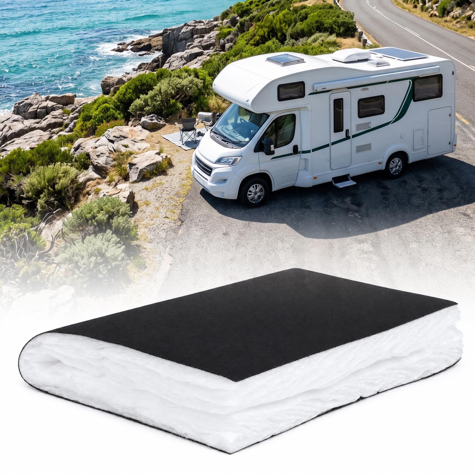Isolierung für Transporter Wohnmobil, 1,55x3m 3,7kg, Schwarz/Weiß