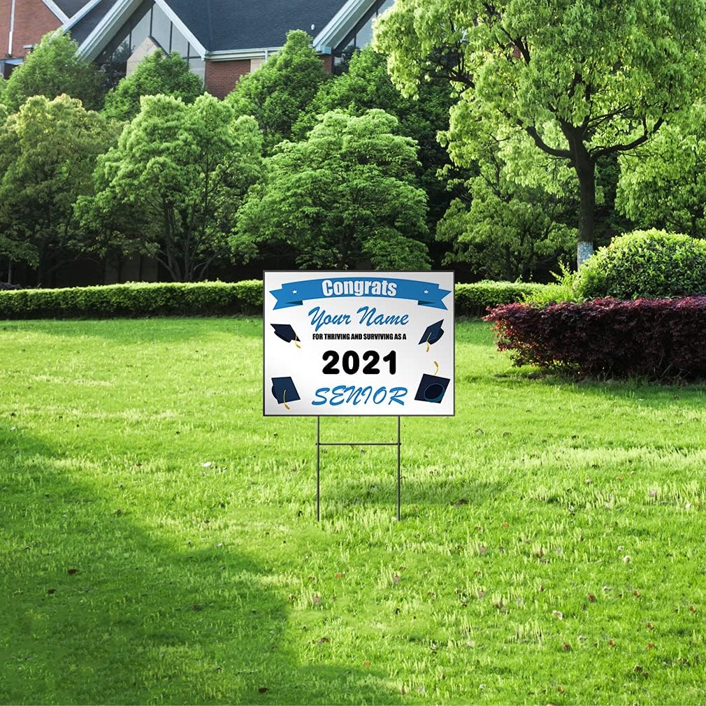 Fastasticdeals Congrats Graduation Personalized Name Senior 2021 Custom Personalized Yard Sign Wheatherproof for Sale Sign 18Inx12In 1 Side Print
