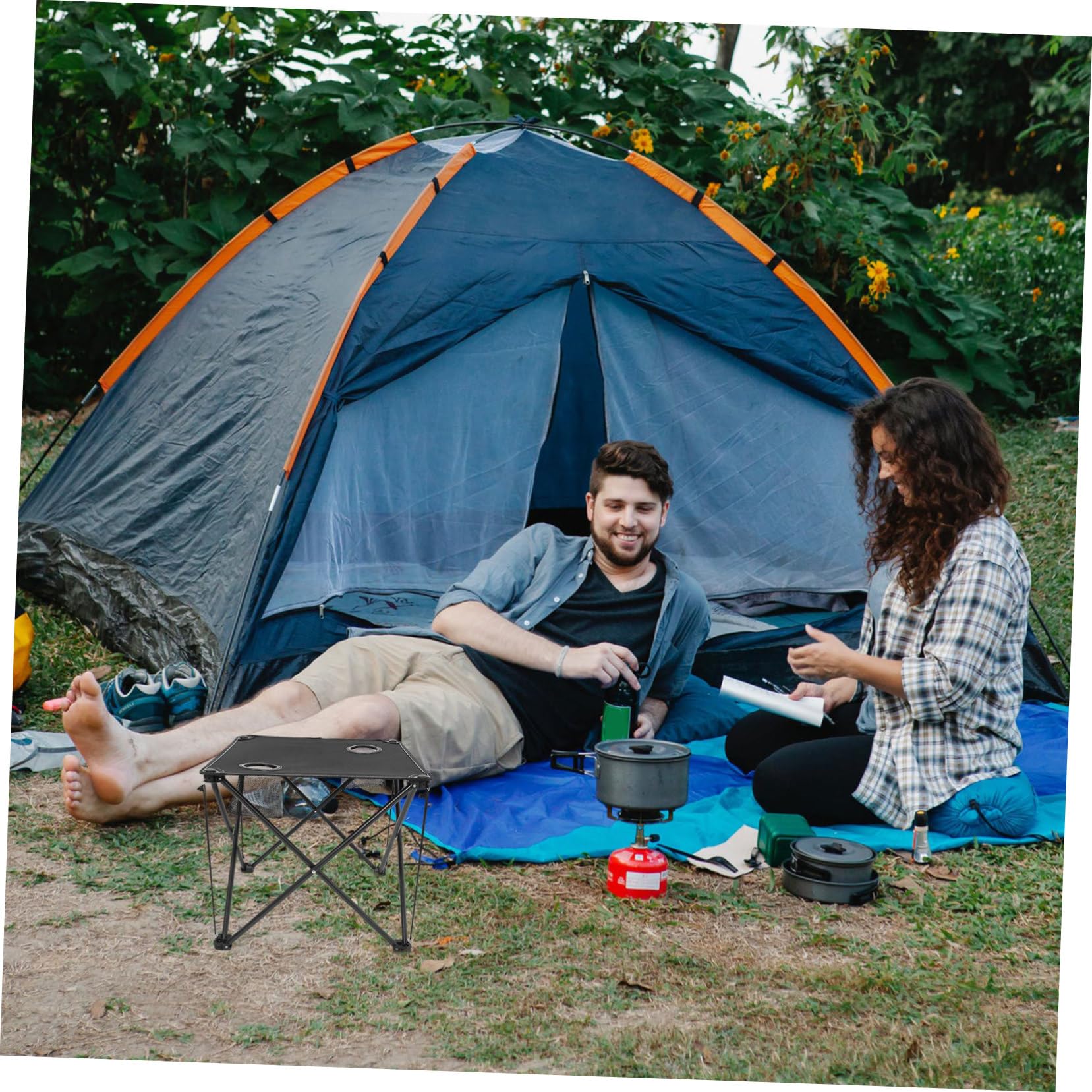 SUPVOX Table Pliante de Camping, Table D’extérieur en Tissu Oxford et Fer, 2 Porte-gobelets, Pliable, Stable, pour Pique-niques et Camping