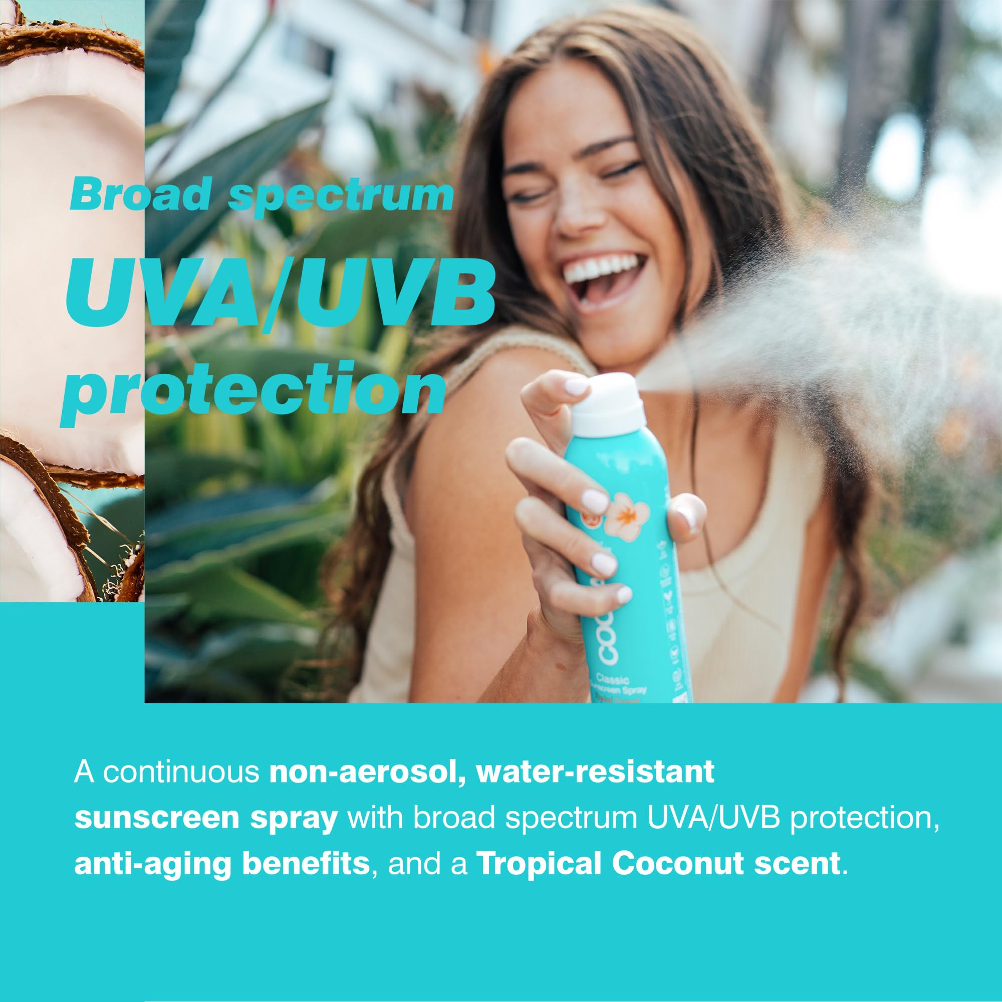 COOLA Classic Body Sunscreen Spray SPF 30, Tropical Coconut, 177ml