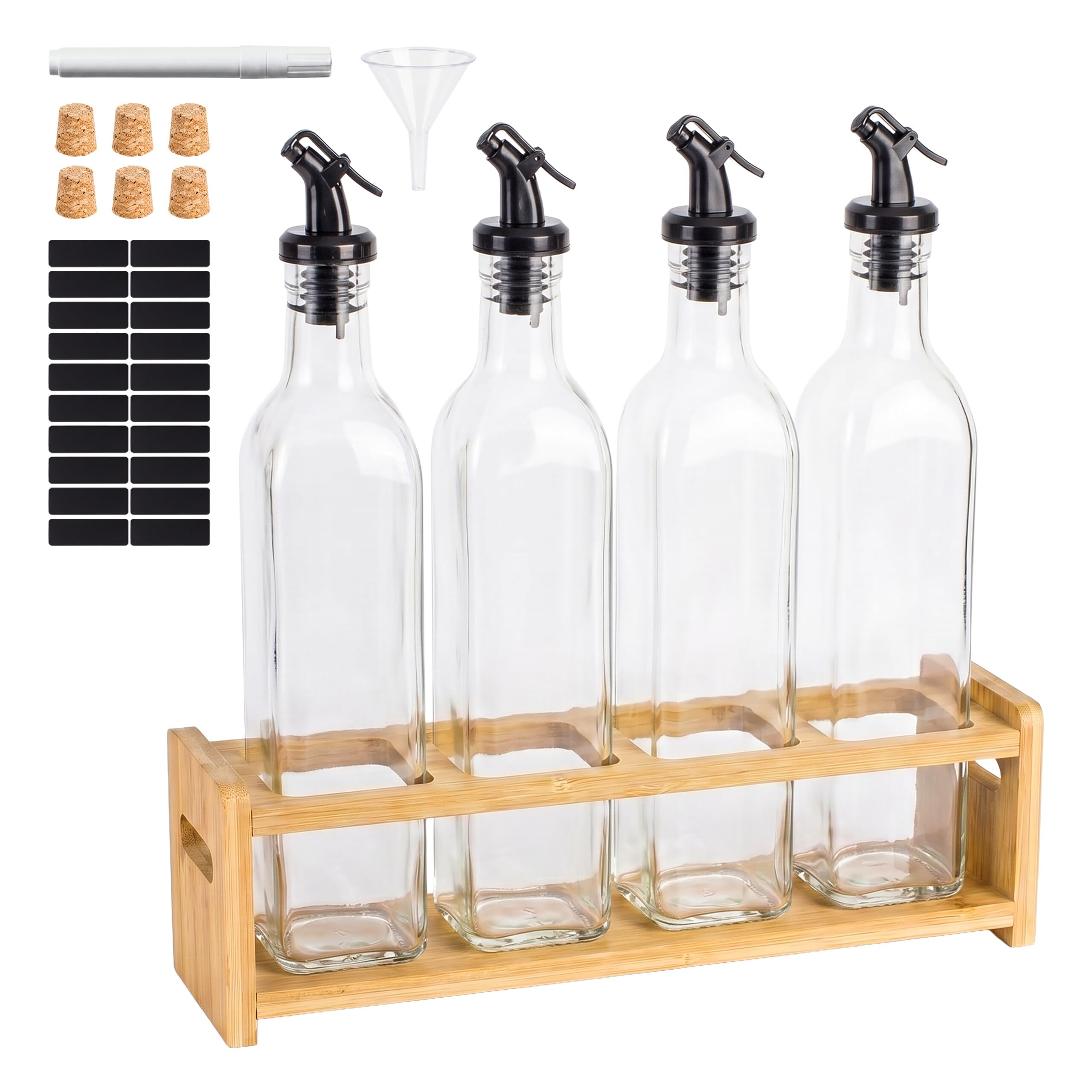 Huile d'olive et vinaigre sur votre table de salle à manger avec ce joli lot de 4 bouteilles