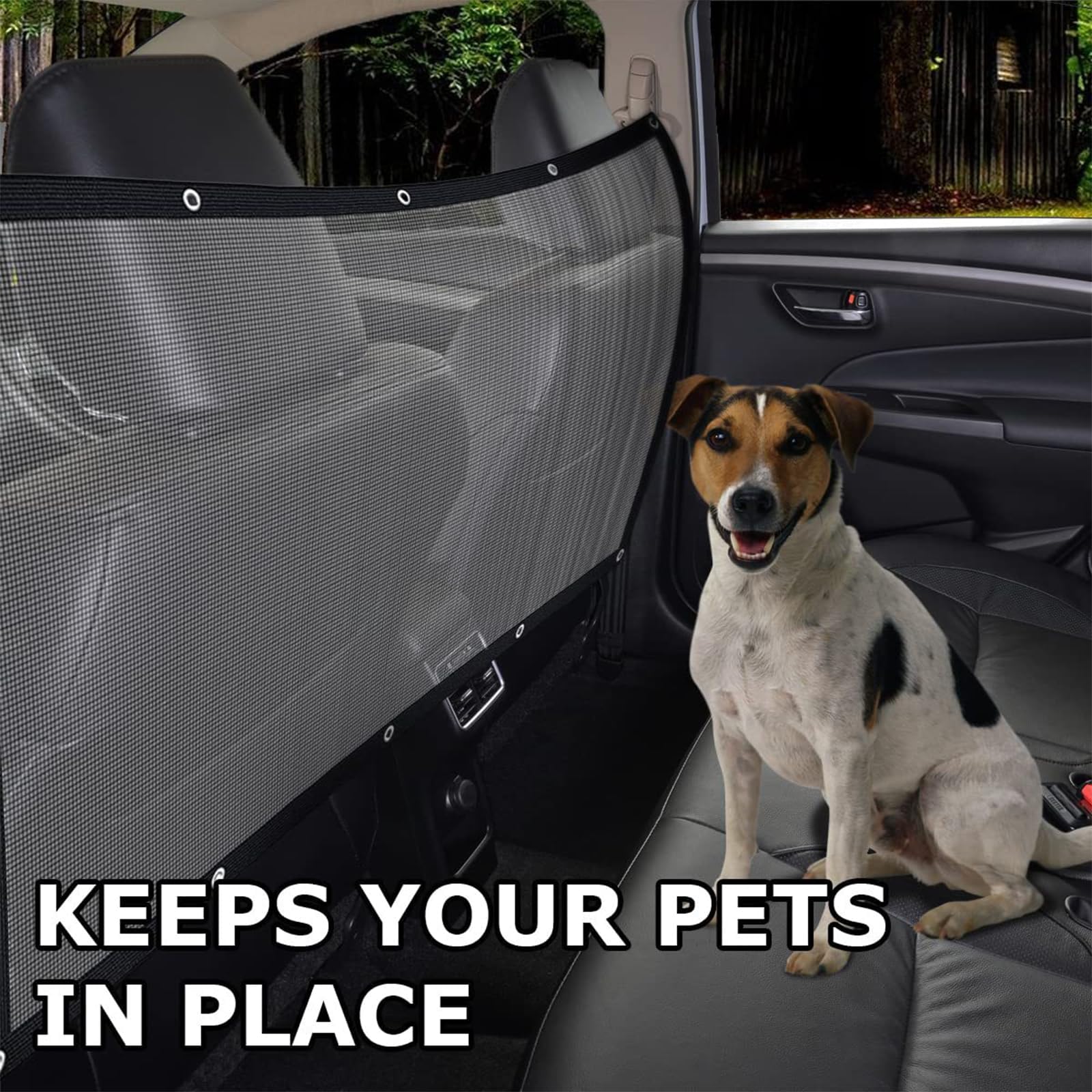 Filet De Séparation Voiture Pour Chien 115x62 Cm - Barrière Grille Avec Corde Et Crochets - Sécurité SUV Et Voiture