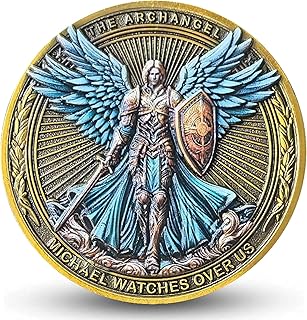Archangel Michael Challenge Coin – 1.57 Inch Christian Coin with Psalm 91:10-11, Angel Protection and Faith Symbol