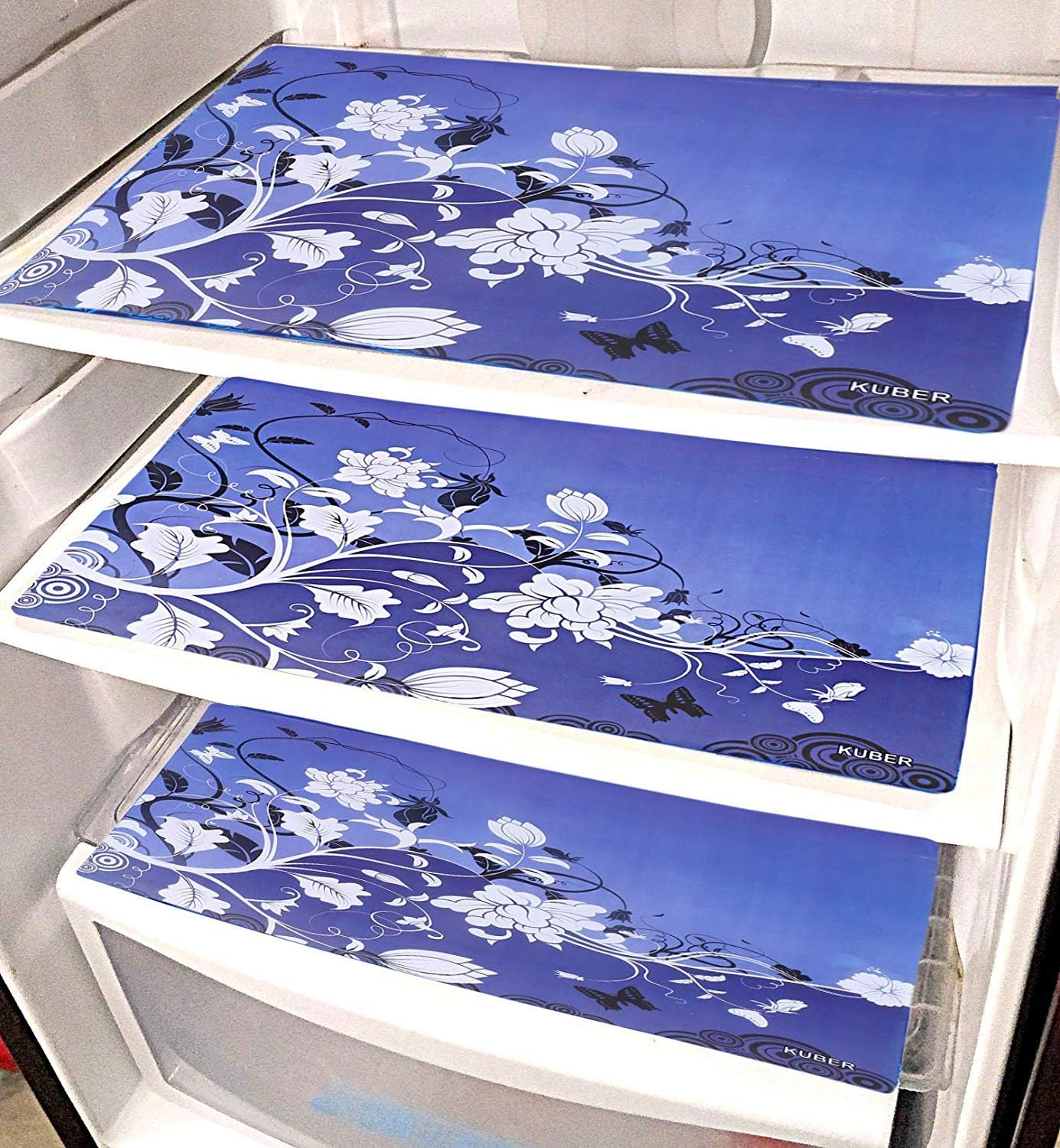 PVC 6 Pieces Refrigerator Drawer Mats (Blue) -CTLTC11151