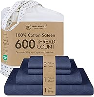 Vista 40 de Threadmill Sábanas de tamaño individual, 100 % algodón, 600 hilos, 3 piezas, diseño de damasco, rayas, gris oscuro, sábanas de algodón peinado