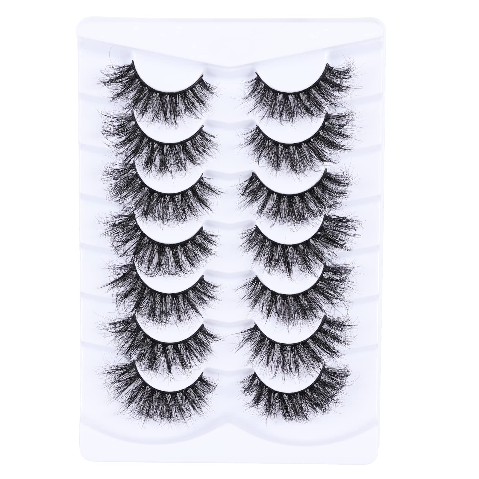 Mebver Wispy Fluffy Lashes False Eyelashes Cat Eye Lashes Pestañas Mink Lashes-7 Pair