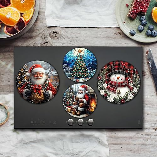 Miniatura 59 de Tucocoo Fundas para quemadores de estufa, juego de 4 fundas para estufas de gas de vino tinto retro, cubiertas superiores de estufa de 8 pulgadas