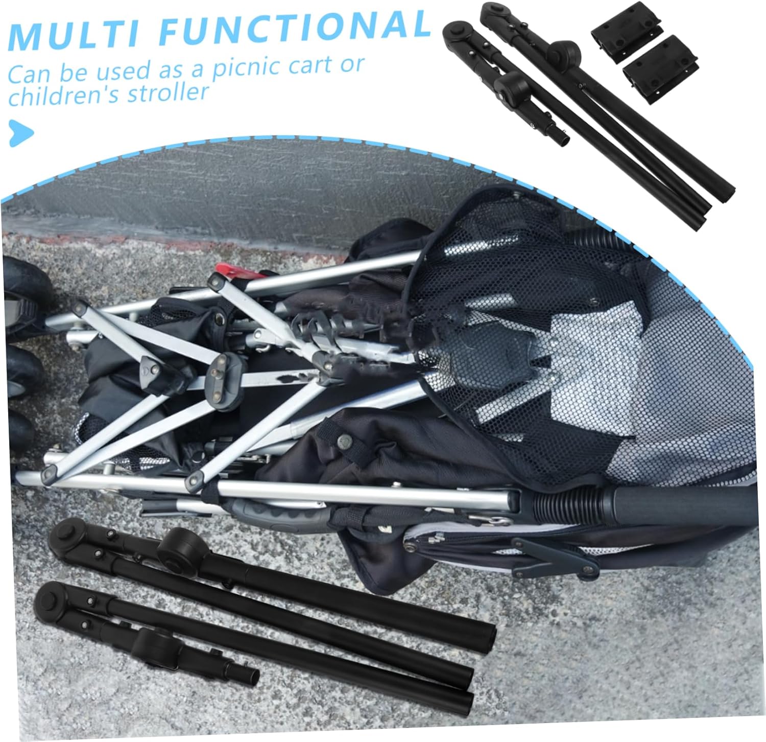 1set Folding Wagon Push Handle Attachment for Camping Carts Portable Stroller Handle Easy to Install Ergonomic Design and Materials