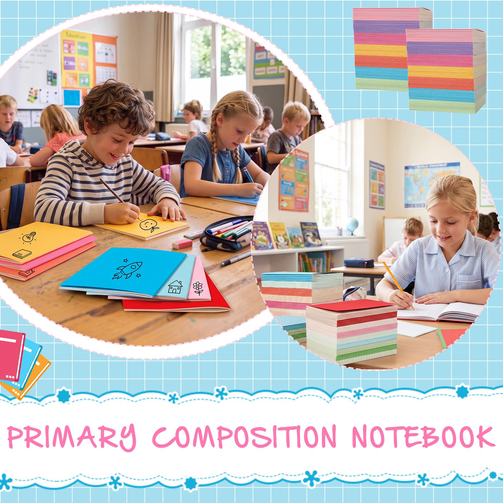 Confezione da 100 quaderni A5 a righe, a righe, copertina morbida, in carta kraft, diari di viaggio, diari per ragazze, studenti, ufficio, materiale scolastico (colore fresco)