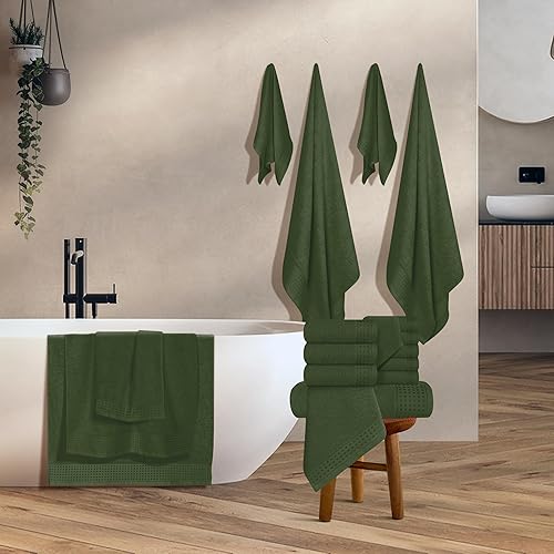 Vista 340 de GLAMBURG Juego de 6 toallas de 100% algodón ultra suave, contiene 2 toallas de baño de 28 x 55 pulgadas, 2 toallas de mano de 16 x 24 pulgadas y 2