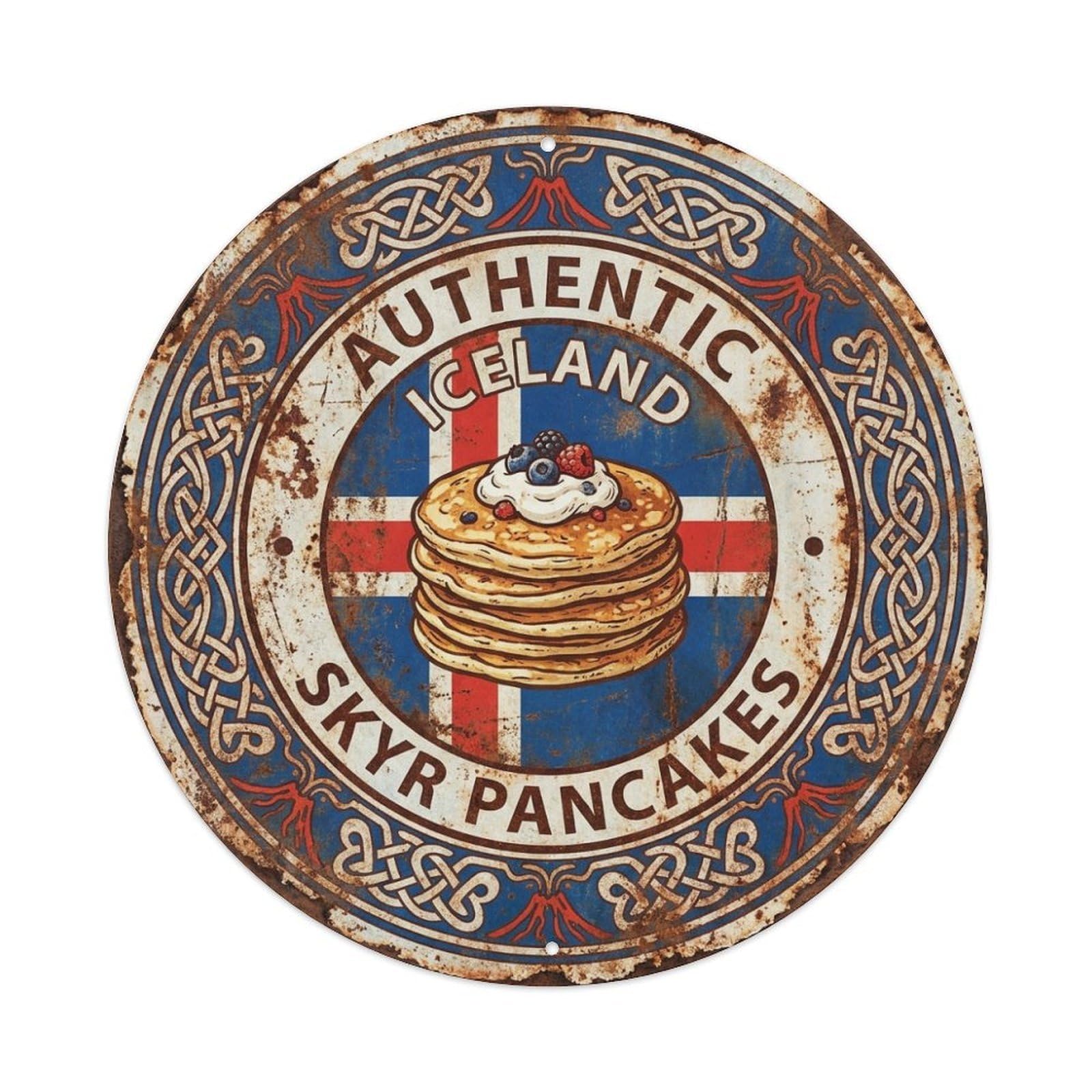 Olhnbad Style Iceland Skyr Pancakes Travel Breakfast Cuisine Metal Tin Sign