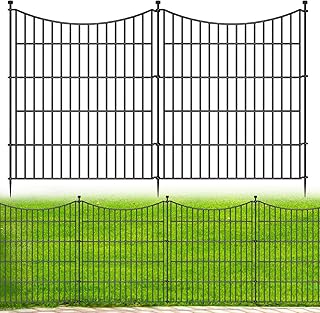 10 Panels No Dig Dog Fence Outdoor for Yard, 32 in(H) X 23.6 ft(L) Decorative Tall Garden Fence Animal Barrier, Rustproof Metal Wire Garden Edging and Borders, Temporary Fencing Stakes