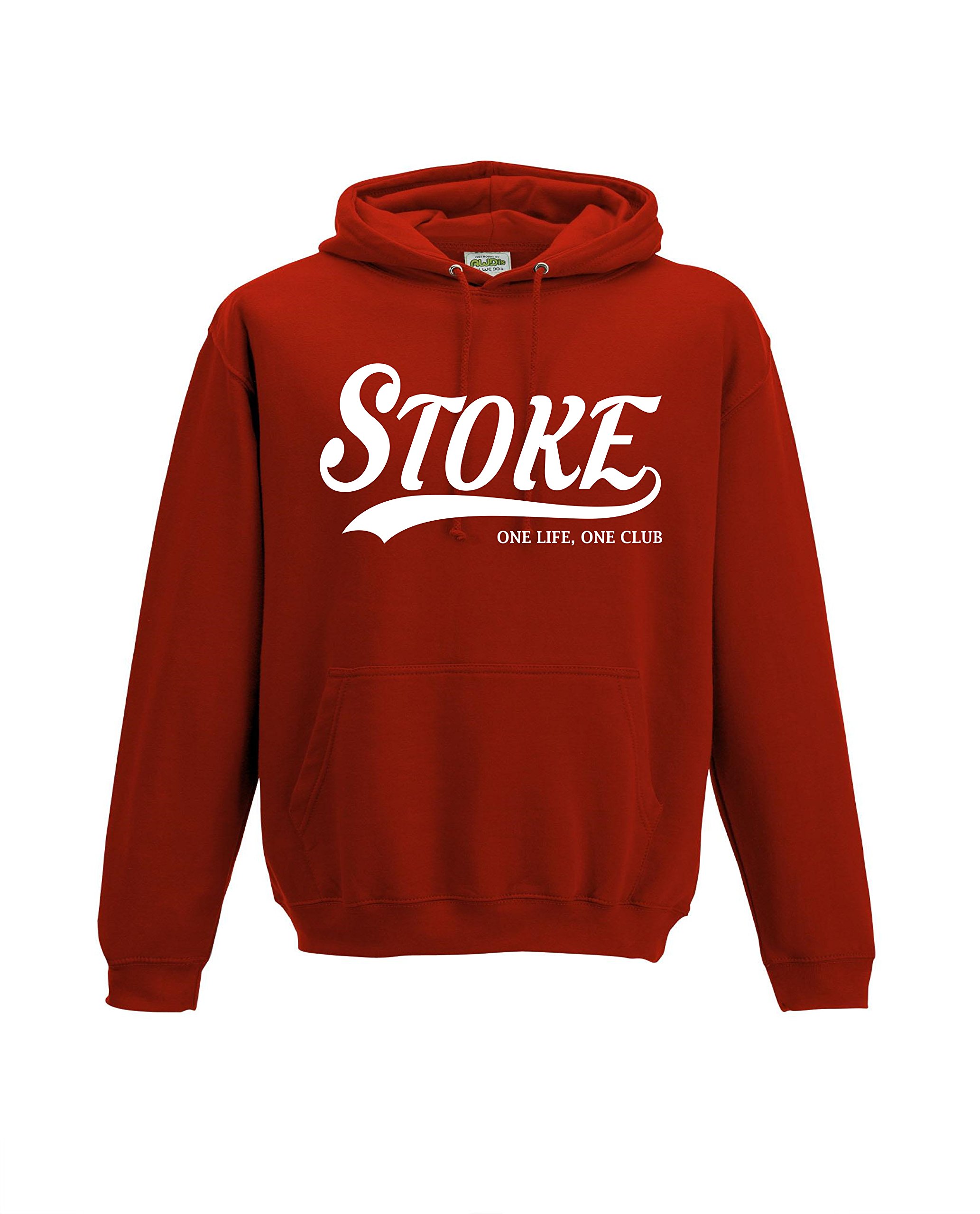 All About The Print Men's Red Stoke Football Gift - Hoodie One Life One Club Top Jumper Sweatshirt Present Fh7 (Adult Xl, )
