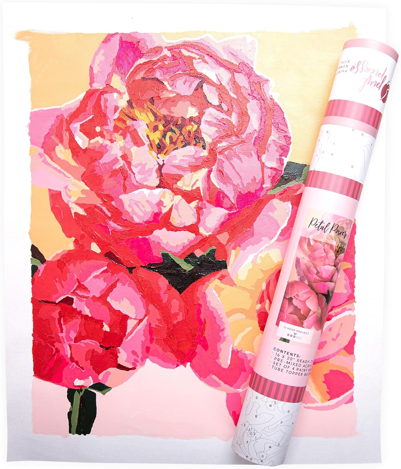 Pink Picasso Kits Botanical Floral Paint by Number for Adults | DIY Canvas Painting Kits Color by Numbers Drawing Arts and Drawing Crafts As Seen On Shark Tank | (Petal Power) 16x20 - Paint Kit Set