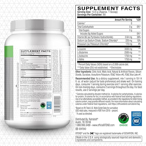 Miniatura 78 de XTEND Original Polvo de BCAA sabor Frambuesa azul, para bebida de recuperación muscular sin azúcar con aminoácidos, para después del entrenamiento,