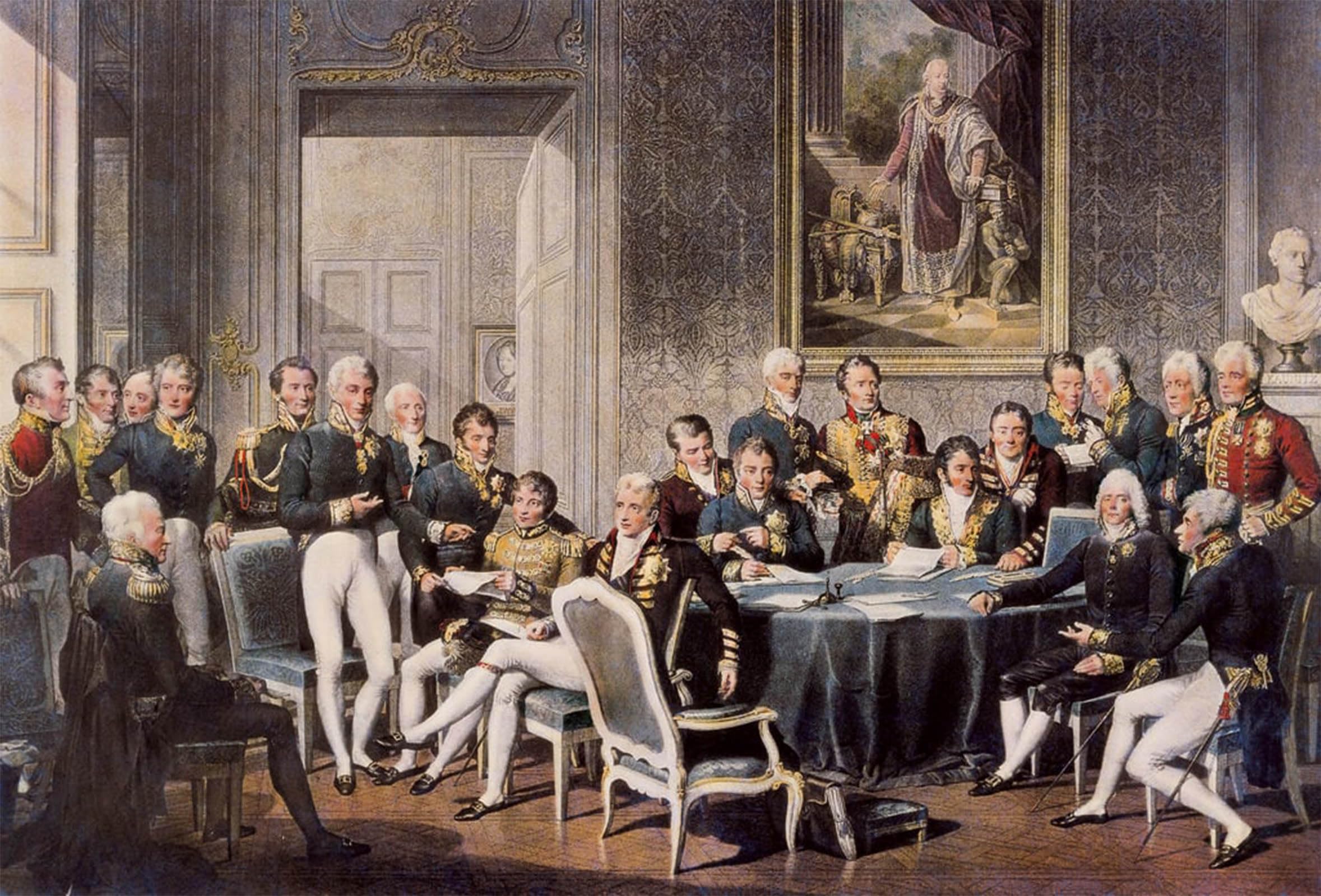 ARTXLXXBN Famous Print Painting Colorful Art Print Congress of Vienna by Jean Baptiste Isabey Canvas Art Decorations for Home Decor 60x90cm