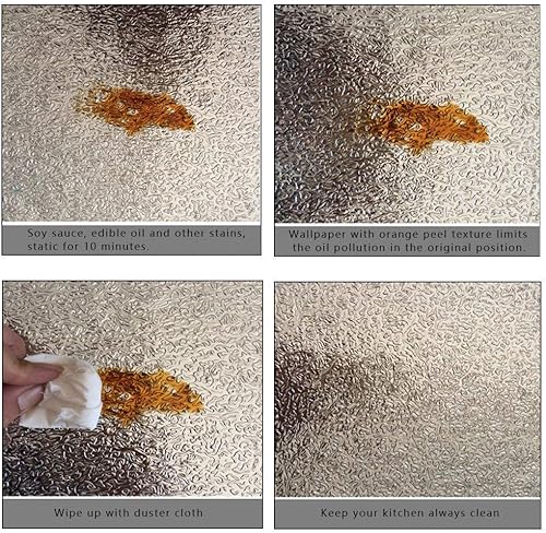 Miniatura 5 de Adhesivo para salpicaduras de cocina, papel de pared con textura de despegar naranja, impermeable, extraíble, resistente a altas temperaturas,