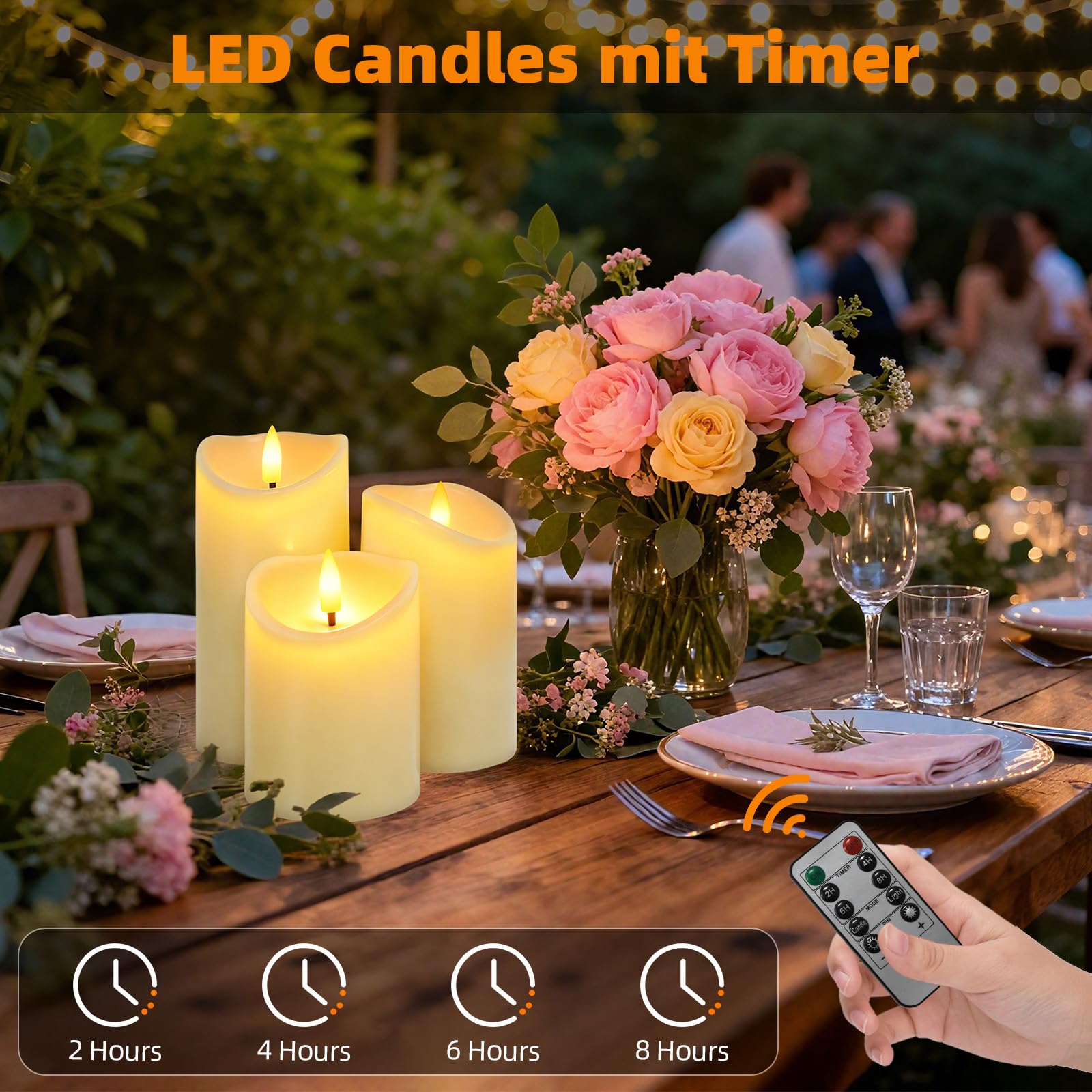 Candele LED Ricaricabili, Set da 3 Pezzi, Perfette per Decorazioni Natalizie e Illuminazione Interna Quotidiana