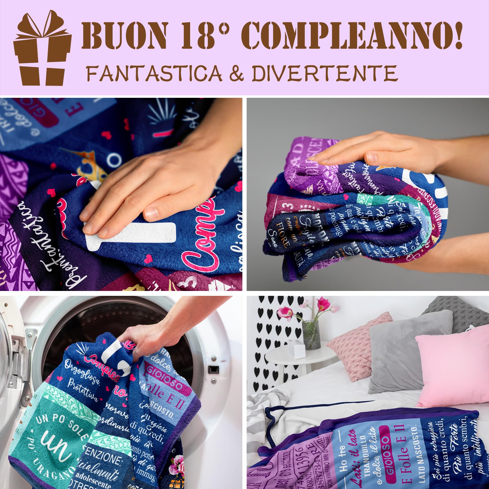 18 Anni Compleanno Donna, Regalo Donna 18 Anni, Buon 18° Compleanno, Regalo Di Compleanno Migliore Amica/Figlia/Sorella, Idee Regalo Compleanno, Laurea,Natale per Ragazza, Regalo 18 Coperta 130x150CM