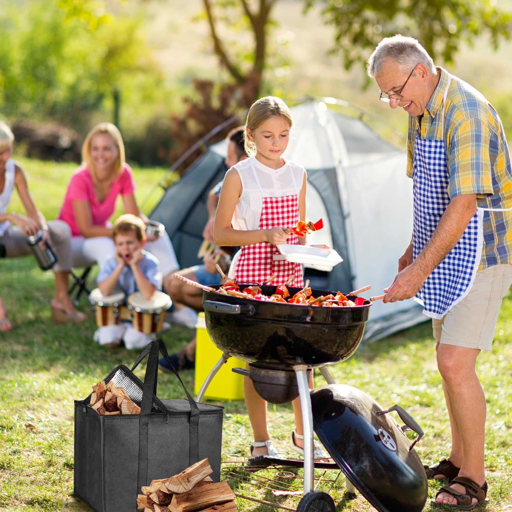 Sac de rangement à granulés en bois 2pcs étanche avec poignée pour barbecue