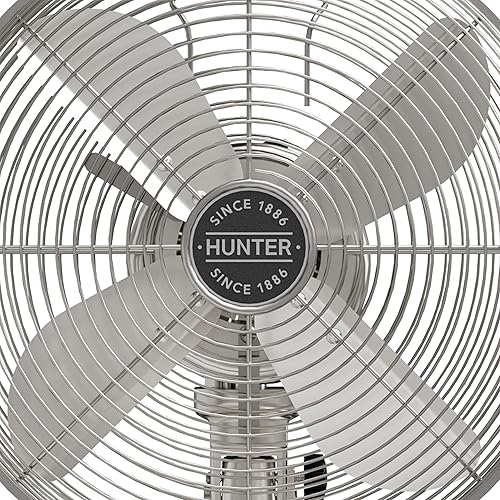 Miniatura 2 de Hunter Ventilador de escritorio portátil Classic D12 de 12 pulgadas, 3 velocidades, níquel cepillado, 97315
